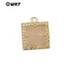 WT-P1994 colgante de piedra cuadrada pequeña multicolor natural incrustación de circonita gancho único joyería pendientes accesorios