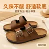 Chinelos de Cortiça Masculinos Verão Uso Externo 2025 Novo Estilo Sola Grossa Resistente ao Desgaste Confortável Antiderrapante Birkenstock Sapatos Sandálias de Moda