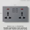 Enchufe con interruptor gris estándar británico un enchufe abierto de 13A multifunción de cinco orificios USB Enchufe europeo francés 2 Interruptor de 5A