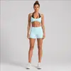 Conjunto de roupa de yoga feminina transfronteiriça com bolinhas em cores contrastantes, top esportivo com gola halter, conjunto de shorts de ciclismo e fitness para atividades ao ar livre de secagem rápida