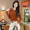 Otoño/Invierno 2026 Nuevo Estilo Puro Deseo Ajustado Manga Larga Cuello Redondo Color Sólido Adelgazante Caliente de Doble Cara Polar Capa Base Superior para Mujer