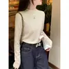 Top Térmico de Cuello Alto para Mujer Otoño Invierno Ropa Interior Tacto de Alta Gama 2026 Nuevo Estilo Tejido de Punto Diseño con Sentido Top