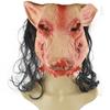 Máscara de Baile de Halloween Máscara de Sierra Máscara de Pigsy con Cabello Máscara de Cerdo Máscara de Terror Espeluznante