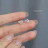Pendientes de Plata de Ley S925 Nudo de Cuerda Corazón para Mujer Microincrustados Calados Nuevos 2025 Versátiles Pequeños y Exquisitos Pendientes para Perforación