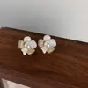 Pendientes de flor con incrustaciones de circonita y lentejuelas de esmalte fresco, pequeños, con costuras, simples, pequeños, versátiles, exquisitos, de alta gama