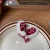 Novo Estilo Coreano Vermelho Ano Novo Doce Laço Grampo de Cabelo Tecido Feito à Mão Crianças Lateral Franja Quebrada Presilha para Mulheres