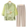 Camisa de Verano para Abuela, Ropa Estilo Chino, Traje de Verano para Madres de Mediana Edad y Mayores, Nuevo Estilo Blusa Holgada para Personas Mayores y Señoras