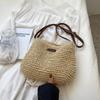 Venta Directa de Fábrica Bolso Cruzado de Paja Color Sólido, Bolso Tejido de Hombro Único Estilo Nuevo Simple y Fresco, Bolso de Playa para Vacaciones en la Playa