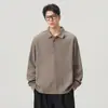 Sudadera con Cuello Polo para Hombre Anyang 2026 Otoño/Invierno Nueva de Peso Pesado con Cuello Solapa Holgada Casual de Manga Larga Pulóver