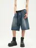 Shorts Jeans de Trabalho para Homens, Estilo Fino de Verão, Estilo Streetwear Americano, Versátil Solto Reta Esportivo Casual Calça de Cinco Pontos