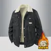 Chaqueta de pana con forro de polar para hombre, talla grande, transfronteriza, patrón invernal desgastado, marca de tendencia, de alta gama, corte holgado, con cuello, abrigo de algodón