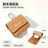 Bolsa de Almacenamiento para Auriculares de Corcho Natural, Estuche Protector Ecológico de Cuero de Corcho para Auriculares Inalámbricos, Estuche Portátil para Auriculares con Clip para Colgar