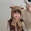 Otoño e Invierno Nuevo Estilo Sombrero y Bufanda para Niños Todo en Uno Invierno Lindo y Cálido Sombrero de Lana para Niños y Niñas Bebé Venta al por Mayor