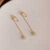 Aretes de Jade Hetian Largos Tipo Plato de Incienso para Mosquitos Sin Agujeros en las Orejas para Mujer Estilo Nacional Aretes Hanfu Elegantes Nuevo Estilo