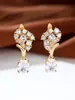Conjunto Europeu e Americano de Brincos com Pingente de Zircônia Espiga de Trigo Luxo Leve Joias de Orelha com Zircônia Diamante Branco Brincos Stud para Mulheres Comércio Exterior do Oriente Médio Atacado