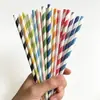 Novo estoque de 25 peças atacado 6*198 canudos de papel listrados descartáveis biodegradáveis canudos de papel coloridos