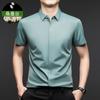 Camisa de Manga Curta Nova de Seda de Amora Masculina Sem Passar Elástica Business Sem Marcas Carcela Escura Casual Seda Gelo Pura Camisa Masculina