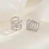 Pendientes de hueso de la oreja con temperamento INS de gato antiguo con diamantes de líneas multicapa de sentido avanzado, red de cruz roja con clip para la oreja sin agujero en la oreja, mujeres