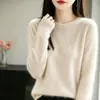 Suéter de malha grossa simples com gola redonda, cor sólida, elegante, quente para outono e inverno, novo, manga longa, para mulheres