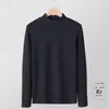 Camiseta Interior Derong de Cuello Alto Medio Otoño e Invierno Nuevo Estilo Forro Polar Engrosada Ropa Interior Cálida Cuello Alto Ropa Interior para Hombre Color Liso