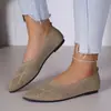 Comercio electrónico transfronterizo, talla grande, colección nueva 2026, punta fina, suela plana, casual, zapatos de mujer transpirables, con diseño de punto calado
