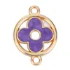 Flor de Trébol de Cuatro Hojas Accesorios Colgante Creativo Doble Colgante Aleación con Goteo de Aceite Accesorios de Joyería Pendientes Pulsera Collar DIY Lote