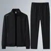 Conjunto deportivo para hombre para primavera y otoño, algodón transpirable, corte holgado, talla grande, sudadera casual y pantalón de chándal conjunto de dos piezas, moderno