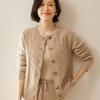 Moda Gola Redonda Corpo Inteiro Torção Cardigan Curto de Caxemira Feminino Slimming Commuter Elegante Casaco Suéter Engrossado