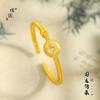 Puzuo Loja de Ouro Mesmo Estilo Ouro Areia Diamante Bracelete Fivela Futai Ankang Ping An Nova Chinesa Bracelete Aberta Alto Senso Mulheres
