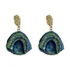 Pendientes Irregulares en Forma de Abanico Plegado Geométrico Azul Aguja de Plata Pendientes de Lujo Ligero de Gama Alta Pendientes de Moda de Nicho Venta al por Mayor