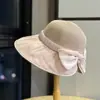 Sombrero de Sol Patchwork con Lazo para Primavera y Verano para Mujer, Protección Solar, Protección UV, Transpirable, Adelgazante del Rostro, Sombrero de Pescador de Moda