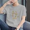 Fábrica atacado leão estampado manga curta homens 2024 verão novo pescoço redondo casual cor sólida top camiseta