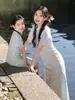 Verão 2026 Novo Estilo Vestido Qipao Mãe e Filha Vestido Estilo Chinês para Crianças e Bebês Qipao Étnico Pai-Filho