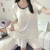 Pijama para Mujer Verano Modal con Almohadillas en el Busto Manga Corta 2025 Nuevo Encaje Dulce Floral Conjunto Ropa de Casa