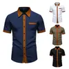 2026 Verano Transfronterizo Nuevo Talla Europea Moda Masculina Tendencia Bloques de Color Casual Manga Corta Camisa Venta al por Mayor