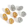 Pendientes Transfronterizos de Acero Inoxidable Chapado en Oro de 18 Quilates con Diamantes, Pendientes de Acero de Titanio con Forma de Croissant Que No Se Desvanecen