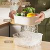 Cesta Drenadora de Verduras de Doble Capa Estilo Nuevo Bandeja para Frutas Fruta Sala de Estar Cesta de Verduras de Plástico Hogar Cocina Engrosada