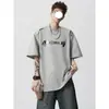 Camiseta de Manga Corta de Hombro Normal de Peso Pesado para Hombre, Marca de Moda Nueva de Verano High Street Estampado de Letras Holgada de Cuello Redondo de Media Manga