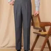 Pantalones de pana anchos estilo Nápoles de cintura alta para hombre, pantalones casuales rectos holgados, pantalones de traje italianos, modernos
