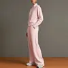 Moda Femenina 2026 Europea y Americana Transfronteriza Casual Color Sólido Cuello Alto Chaqueta Cardigan y Pantalones Rectos Conjunto de Dos Piezas