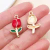 Pingente de Liga de Zinco Vermelho com Gotejamento de Óleo Borboleta Flor Coração de Morango Charme DIY Acessório de Chaveiro Feito à Mão