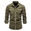 Camisa de negocios básica de pana japonesa de algodón de otoño para hombre, camisa informal ajustada, chaqueta nueva de manga larga para hombre