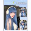 Peluca Kony para Mujer, Cabello Largo, Estilo de Cabeza Completa, Cosplay Universal de Anime, Cabello Largo Recto Azul Grisáceo, Mechones de Cabello Natural Realista