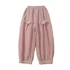Pantalones de Chándal de Encaje Rosa con Conejito Estilo Coreano para Niñas Otoño/Invierno 2026 Nueva Moda Infantil Pantalones Largos Elegantes para Niñas Pequeñas Tendencia