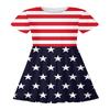 Comércio Exterior Transfronteiriço Roupas Infantis Águia Bandeira do Dia da Independência Vestido para Meninas Estampa Digital 3D Vestido de Manga Curta Primavera e Verão Dia da Independência