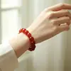 Pulseira de Cristal Natural, Simples de Círculo Único com Contas Redondas Joias Transfronteiriças, Joias Estilo Casal de Ágata Vermelha, Contas de Cristal para Mão