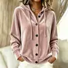 Chaqueta Cardigan de Terciopelo con Capucha y Botones de Manga Larga Informal de Moda de Color Sólido, Novedad Otoño/Invierno 2026 Transfronteriza para Mujer