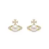 Pendientes Exquisitamente Diseñados de Perla Planeta Saturno para Mujer, Lujo Ligero, Nicho, Gama Alta, Modernos, Versátiles