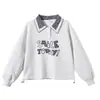 Moletom Feminino Primavera e Outono 2026 Novo Estilo Coreano Moda Outono para Crianças, Blusa Xadrez com Gola Reversível para Meninas