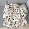 2026 Nuevo Estilo Coreano Lujo Ligero Pijama de Algodón Nube con Letras para Hombre, Verano Manga Corta Pantalón Largo Cárdigan Ropa de Casa